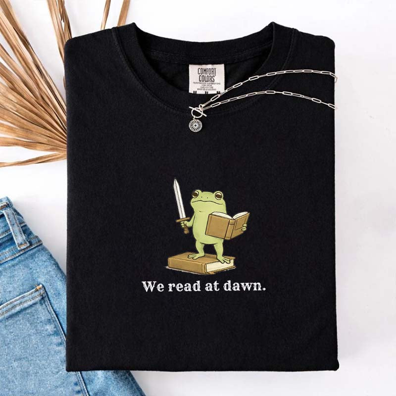 We Read At Dawn Frog Retro T-Shirt
