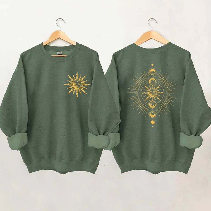 Celestial Moon Phase And Sun Sweatshirt