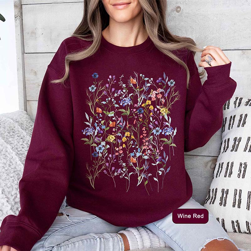 Vintage Pressed Flowers Gift For Gardener Sweatshirt
