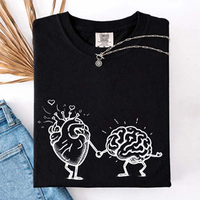 Mental Health Awareness Brain Heart T-Shirt