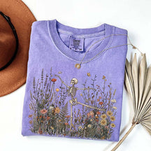 Skeleton Dancing Arabesque Wildflower Botanical Floral T-Shirt