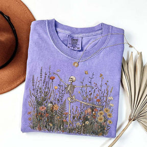 Skeleton Dancing Arabesque Wildflower Botanical Floral T-Shirt