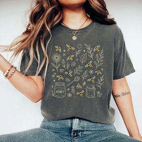 Vintage Bee Botanical Honeycomb T-Shirt