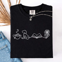 Doodle Books Coffee Dogs Flower T-Shirt