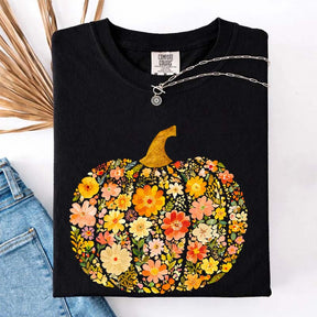 Flowers Pumpkin Comfort Colors T-Shirt