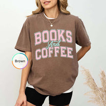 Comfort Colors Books And Coffee T-Shirt