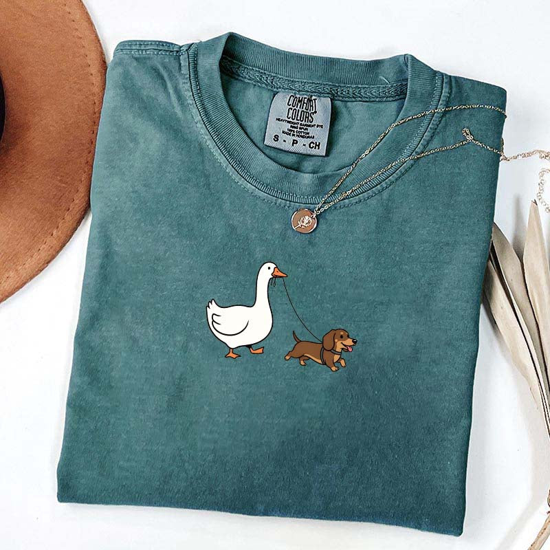 Goose and Dachshund Dog T-Shirt