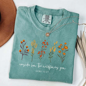 Consider How The Wildflowers Grow Shirt Fall Autumn Bible Verse T-Shirt