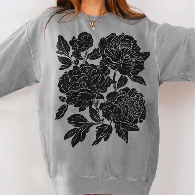 Vintage Linocut Flower Sweatshirt