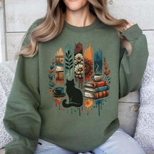 Cat Book Reading Gift Sweatshirt