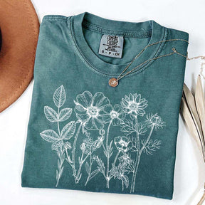 Vintage Pressed Flowers Gardener Floral T-Shirt