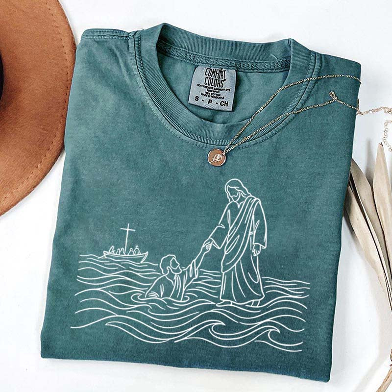 Jesus Walking on Water Comfort Colors T-Shirt