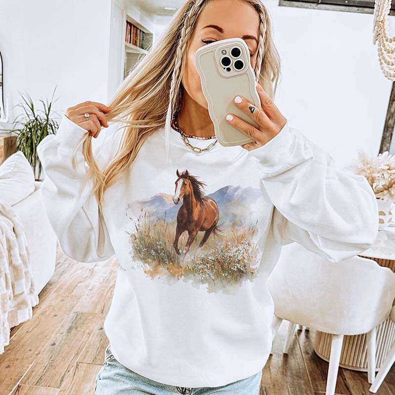 Retro 90's Chestnut Horse Horseback Riding Sweatshirt