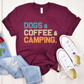 Dogs Coffee Camping Vacation T-Shirt