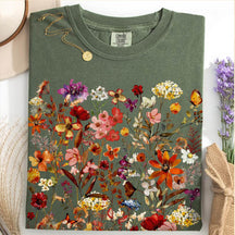 Vintage Pressed Flowers Market Boho Cottagecore T-Shirt