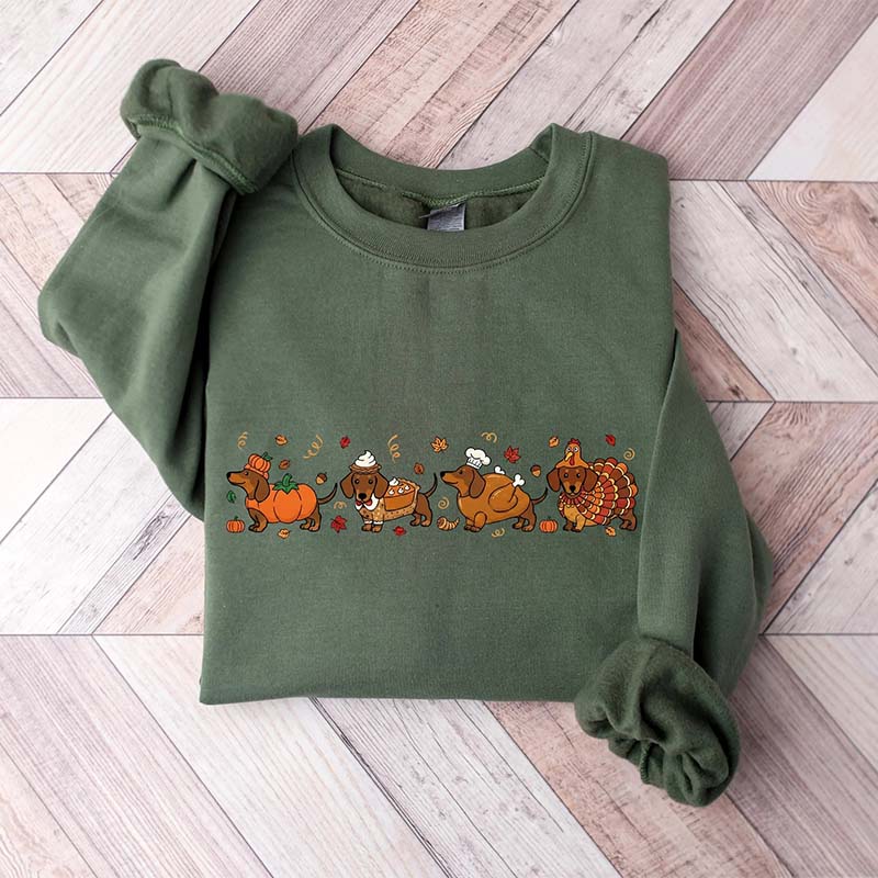 Turkey Dog Tshirt, Cute Wiener Dog Thanksgiving Sweatshirt