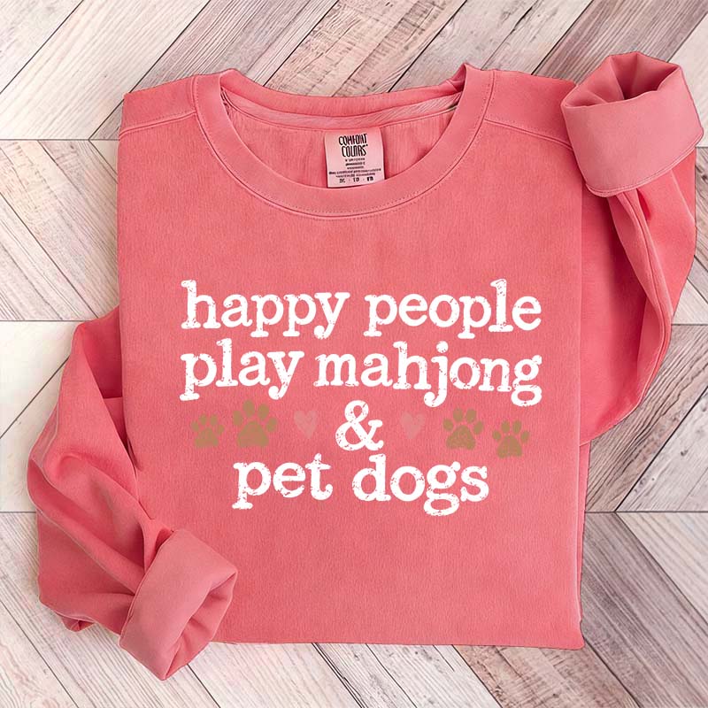 Happy People Play Mahjong & Pet Dogs Cute Sweatshirt
