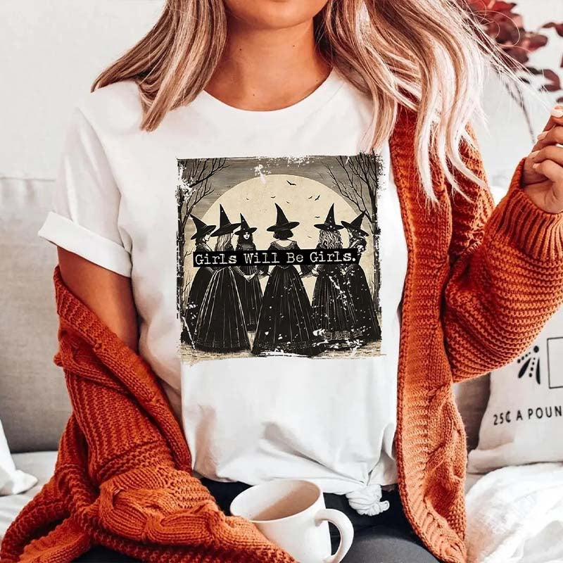 Vintage Girls Will Be Girls Witch Halloween T-Shirt