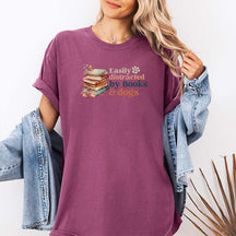 Easily Distracted by Books and Dogs T-Shirt