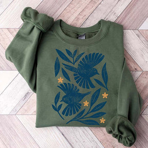 Retro Botanical Birds Sweatshirt