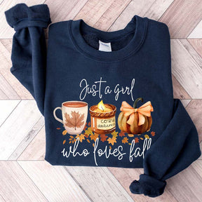 Just A Girl Who Loves Fall Football Coffee Sweatshirt