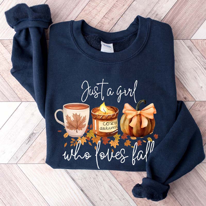 Just A Girl Who Loves Fall Football Coffee Sweatshirt