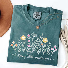 Helping Little Minds Grow Teacher Flower T-Shirt