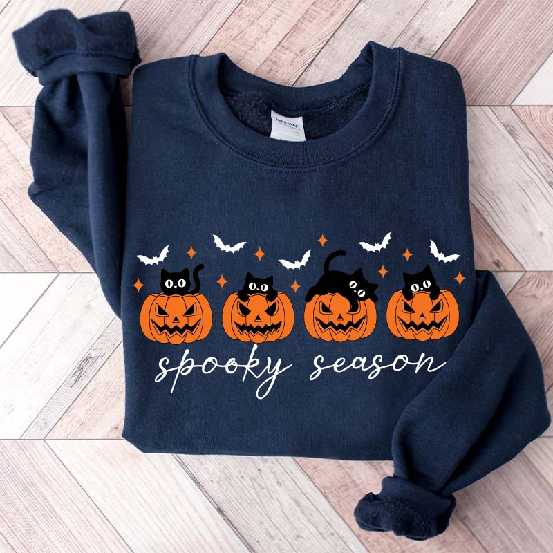 Spooky Season Black Cats Pumpkin Sweatshirt