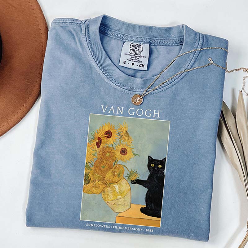 Van Gogh Irises Cat T-Shirt