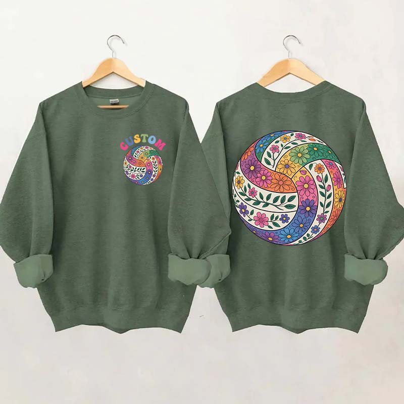 Personalized Volleyball Floral Sweatshirt