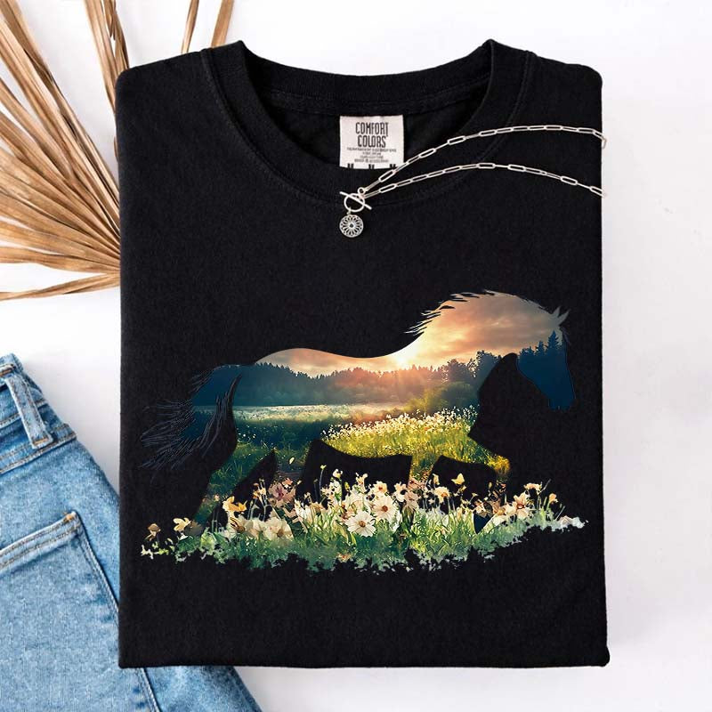 Comfort Colors Floral Horse Lover Cute T-Shirt
