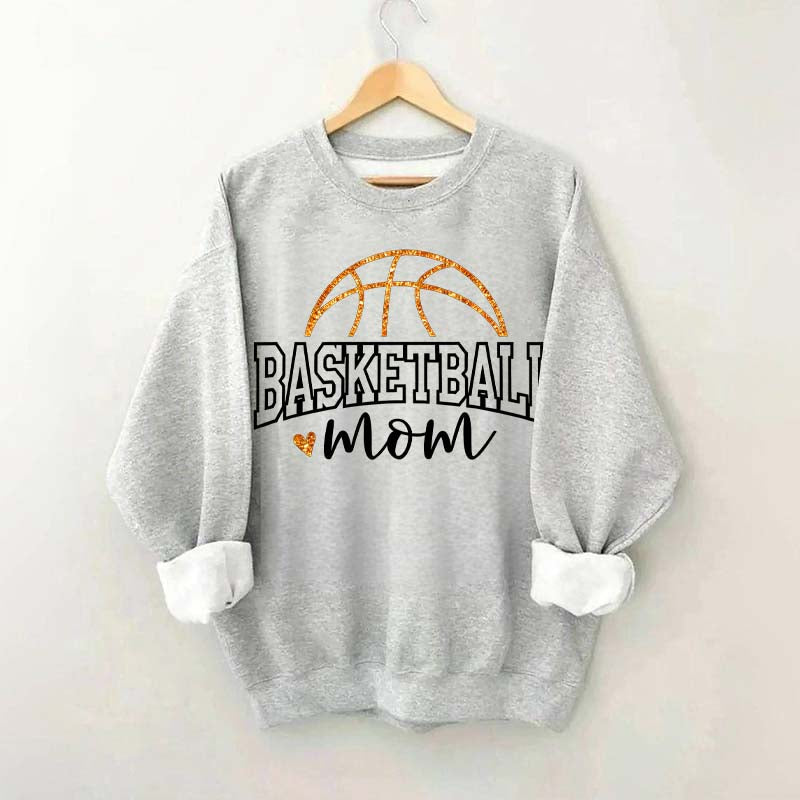Glitter Basketball Mom Printed Sweatshirt