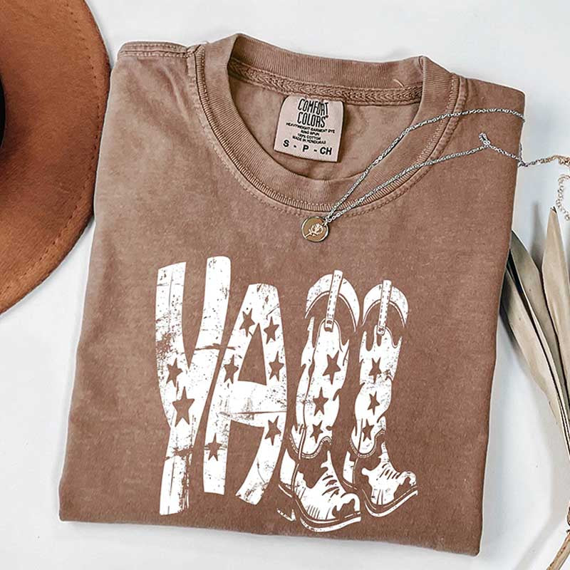 Comfort Colors Y¡¯all Western Boots and Stars T-Shirt
