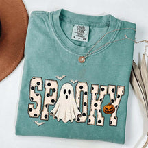 Retro Spooky Halloween Ghost White Dots T-Shirt