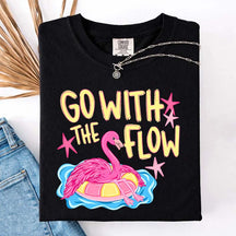 Go With The Flow Flamingo Graphic T-Shirt