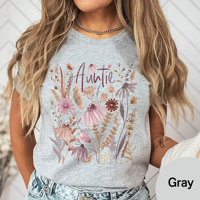 Auntie Boho Pressed Wildflowers T-Shirt