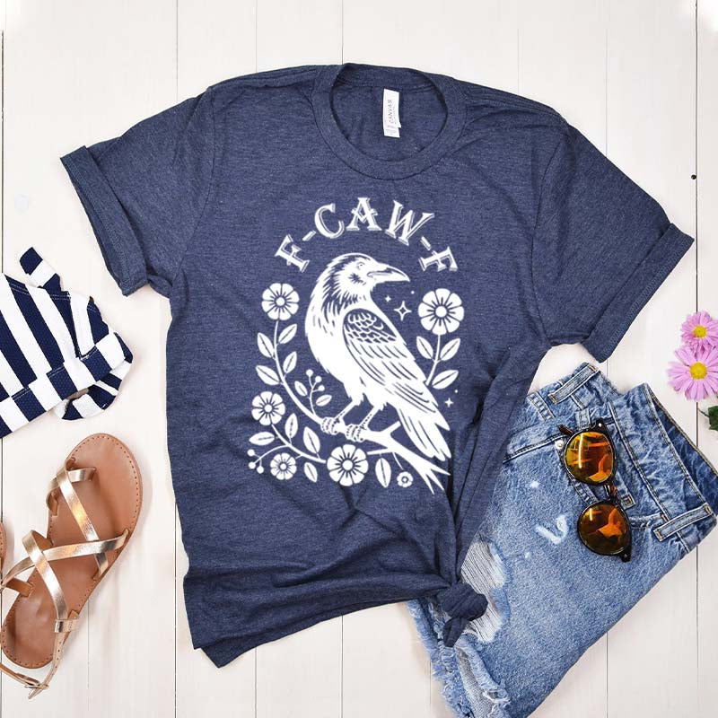 Black Gothic Crow Trendy Bird T-Shirt