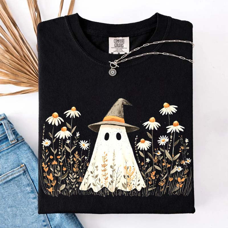Retro Halloween Fall Aesthetic Daisy Flower T-Shirt