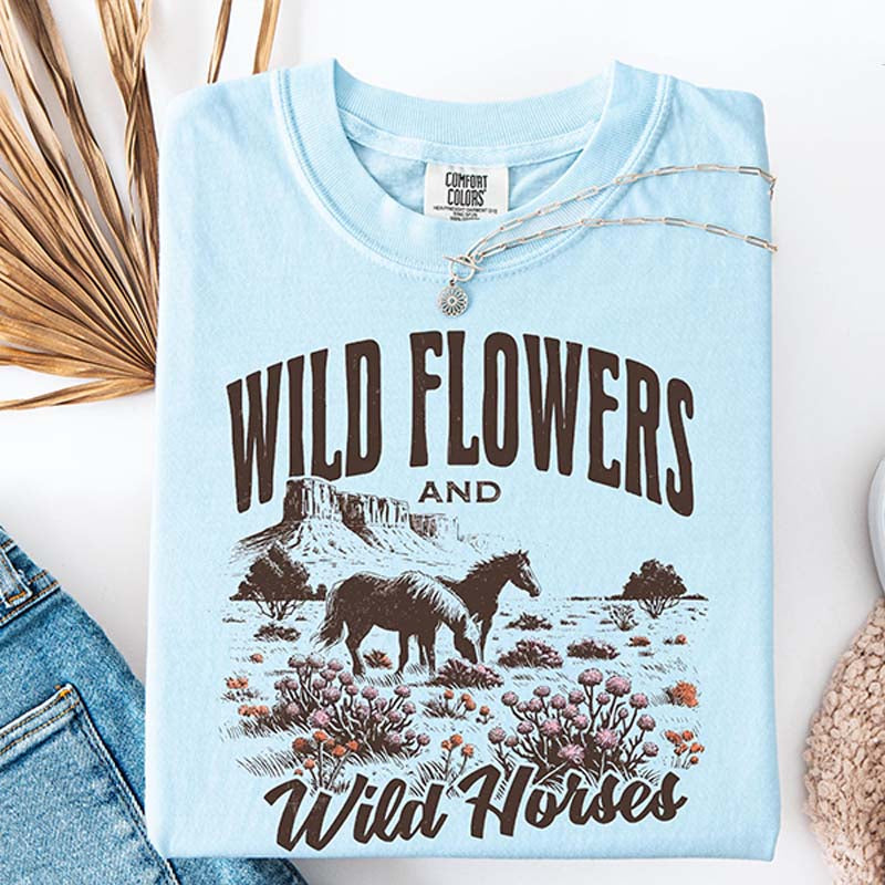 Women Vintage Wild Flowers T-Shirt