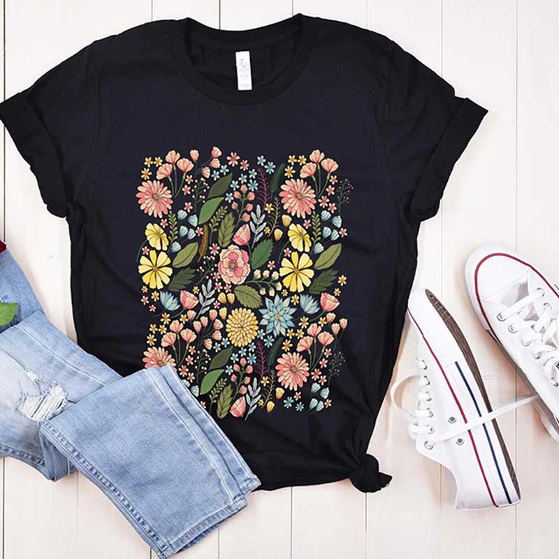 Wild Flowers Pink Ladies T-Shirt