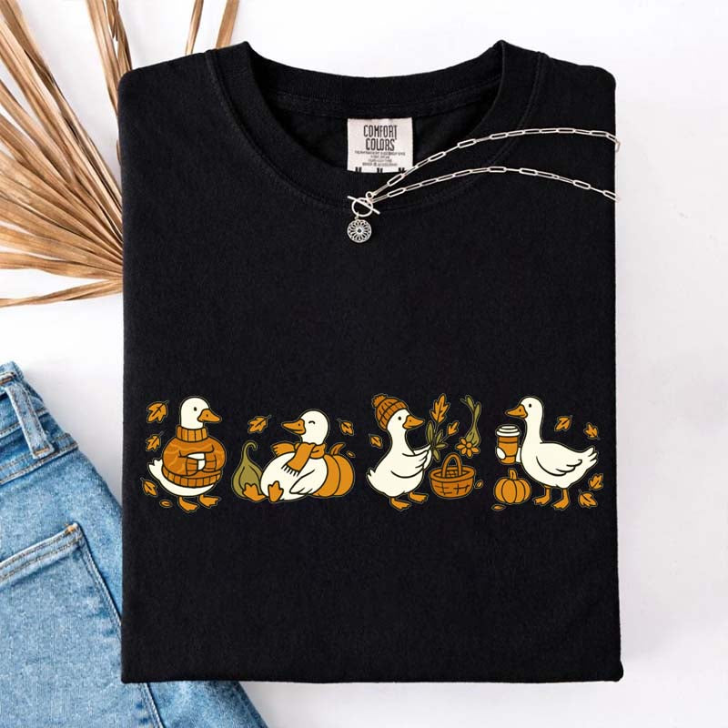 Fall Goose Vibes Autumn Coffee Pumpkin T-Shirt
