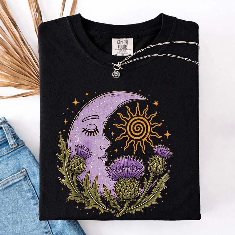 Scottish Thistle Moon Floral T-Shirt