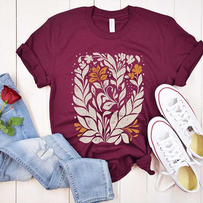 Boho Chic Graphic Groovy Floral T-Shirt