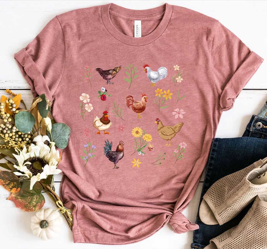Wildflower Chicken Lover Farm Girl T-Shirt