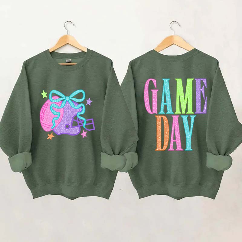 School Spirit Football Printed Sweatshirt