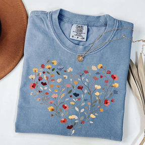 Floral Love Graphic Heart T-Shirt