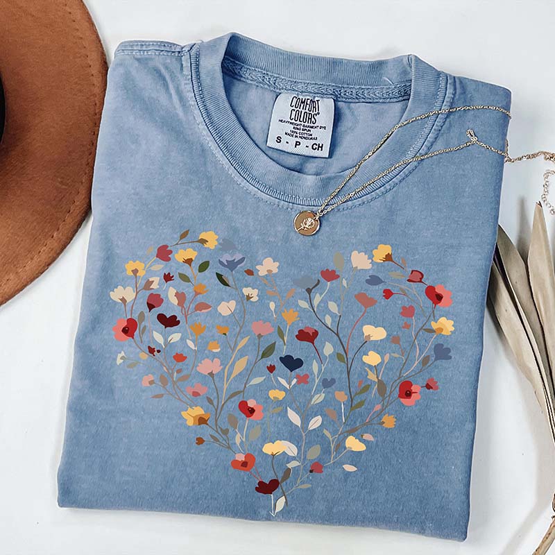 Floral Love Graphic Heart T-Shirt