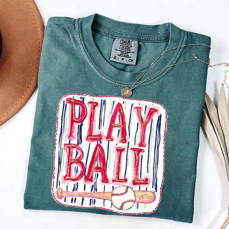 Sports Graphic Play Ball Baseball Mom T-Shirt