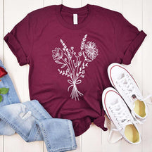 Retro Minimalist Flower Bouquet T-Shirt