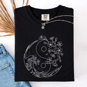 Yin Yang Wave Cherry Blossom T-Shirt